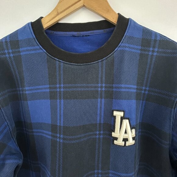 MLB Los Angeles Dodgers blue plaid sweatshirt size medium official genuine merch - Picture 1 of 9